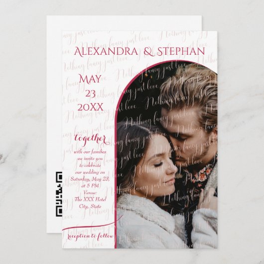 Invitation Rien De Fancy Just Love Script Pink Magenta Photo (Devant / Derrière)