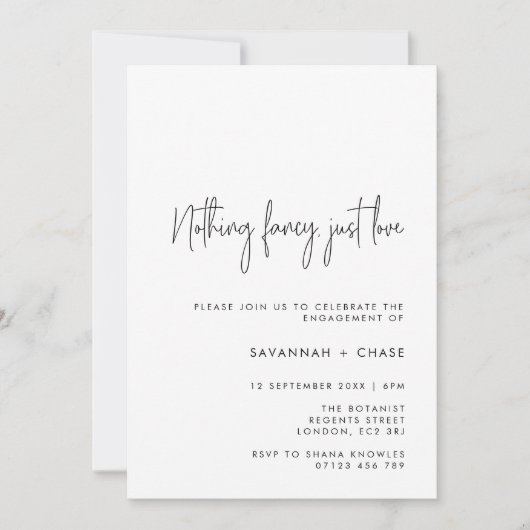 Invitation Rien De Fancy Just Love Simple Engagement Party In (Devant)