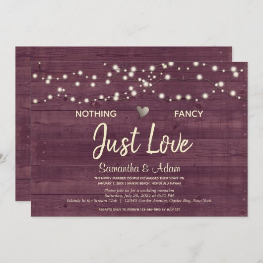 Invitation Rien De Fancy Just Love String Lights Bourgogne (Devant / Derrière)