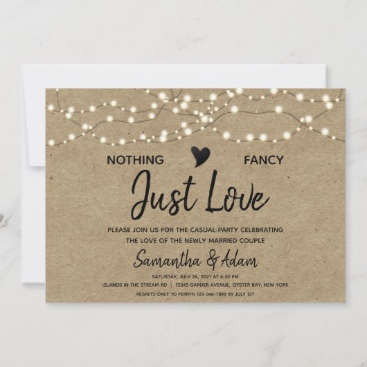 Invitation Rien De Fancy Just Love String Lights Kraft Papier (Devant)