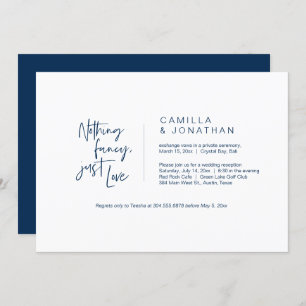 Invitation Rien De Fancy, Juste Amour, Bleu Marine, Elopement