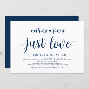 Invitation Rien De Fancy, Juste Amour, Bleu Marine, Elopement