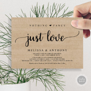 Invitation Rien De Fancy Juste Amour, Elopement, Mariage Rust