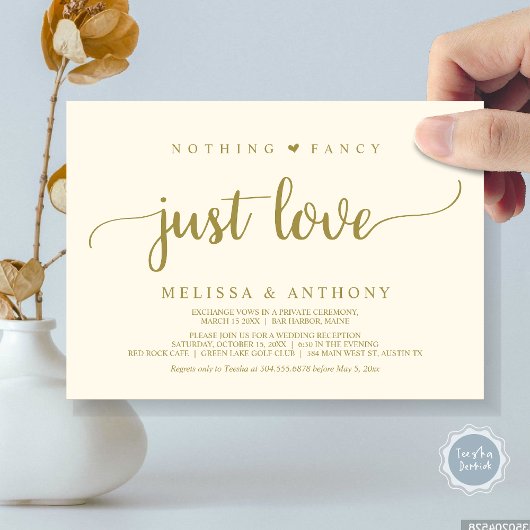 Invitation Rien De Fancy Juste Amour, Elopement, Mariage Rust