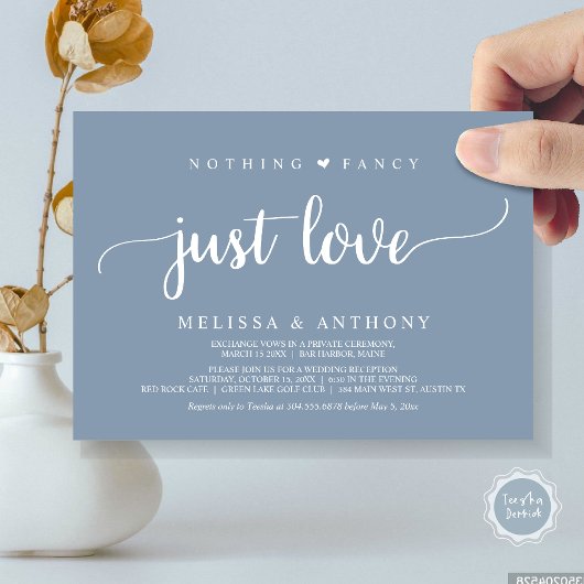 Invitation Rien De Fancy Juste Amour, Elopement, Mariage Rust