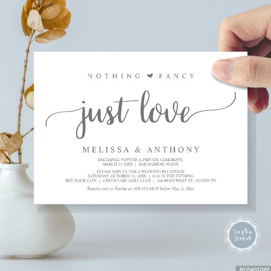 Invitation Rien De Fancy Juste Amour, Elopement, Mariage Rust