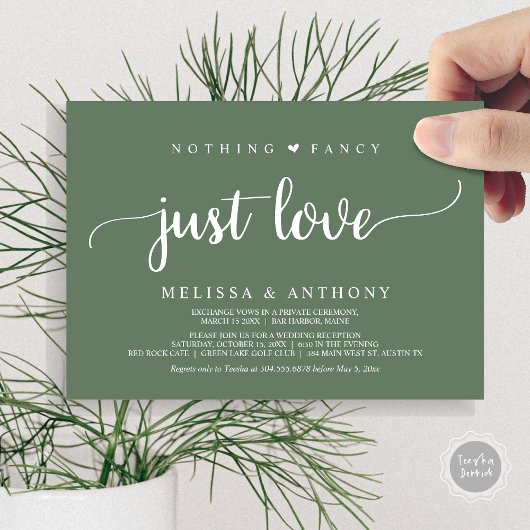 Invitation Rien De Fancy Juste Amour, Elopement, Mariage Rust
