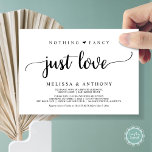 Invitation Rien De Fancy Juste Amour, Elopement, Mariage Rust<br><div class="desc">Belle rien de fantaisie juste la fête d'amour,  Mariage Elopement Faire-part / carte d'invitation,  dans un design rustique,  simple,  minimaliste. C'est parfait pour votre réception de mariage et fête post-mariage. Ajoutez vos détails dans la police correspondante / lettrage. #TeeshaDerrick</div>