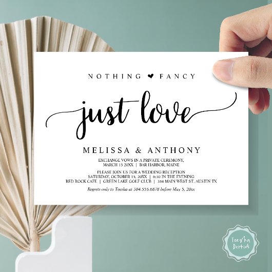 Invitation Rien De Fancy Juste Amour, Elopement, Mariage Rust