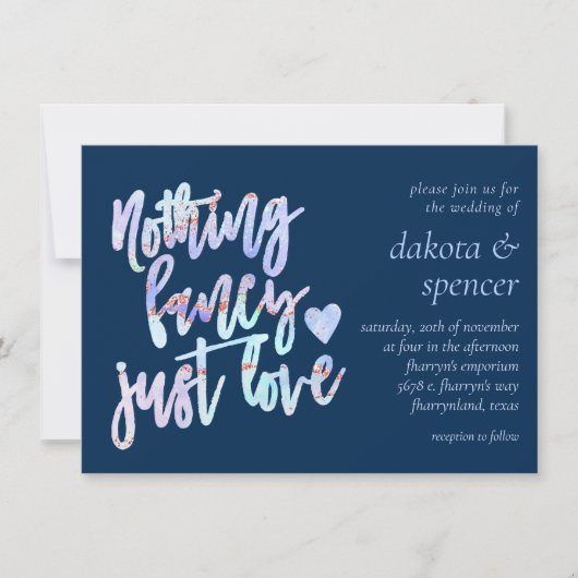 Invitation Rien De Fancy Juste Amour | Marbre marine et paste (Devant)