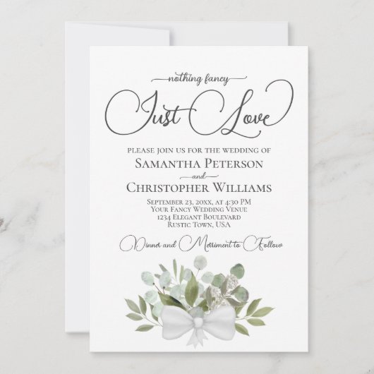 Invitation Rien De Fancy Juste Amour ! Mariage rustique Eucal (Devant)