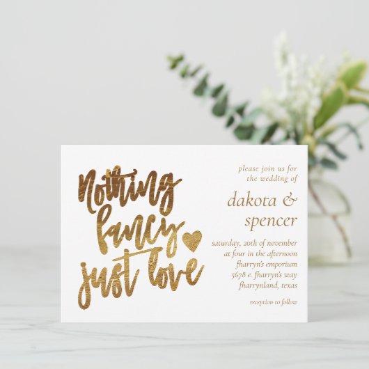 Invitation Rien De Fancy Juste Amour | Micro Mariage Gold Hea (Debout devant)