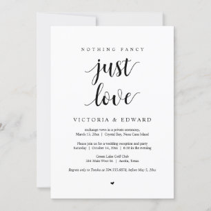 Invitation Rien De Fancy Juste Amour, Noir, Fête Elopement Da