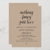 Invitation Rien De Fancy Juste Amour, Noir, Fête Elopement Da (Devant / Derrière)