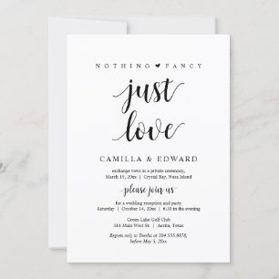 Invitation Rien De Fancy Juste Amour, Noir, Fête Elopement Da