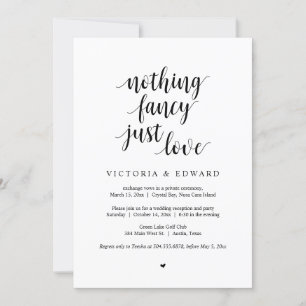 Invitation Rien De Fancy Juste Amour, Noir, Fête Elopement Da