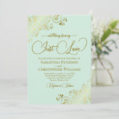 Invitation Rien de fantaisie Just Love Mint Green & Gold Mari (Debout devant)