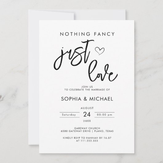 Invitation Rien de fantaisie Just Love White Black Mariage (Devant)