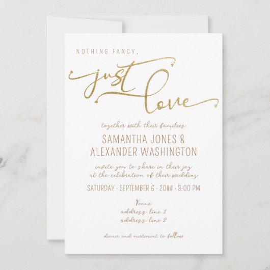 Invitation Rien de fantaisie Just Love White & Gold RSVP QR C (Devant)