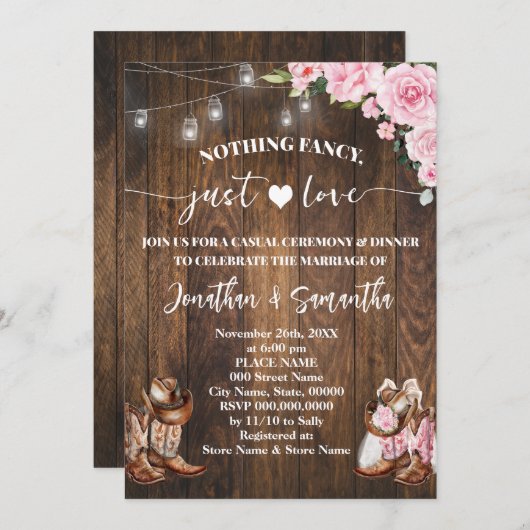 Invitation Rien de fantaisie Juste aimer Décontracté rose Gra (Devant / Derrière)