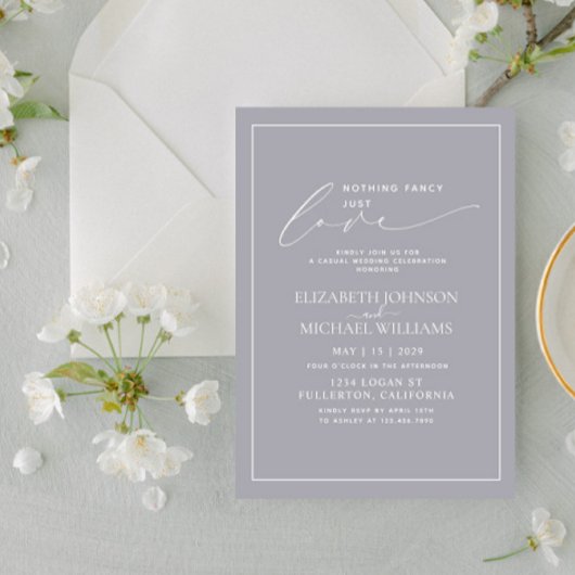 Invitation Rien de fantaisie Juste aimer Grey Mariage Décontr