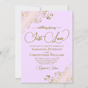 Invitation Rien de fantaisie Juste aimer Lilac & Gold Mariage