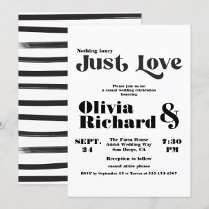 Invitation Rien de fantaisie Juste aimer Mariage de typograph