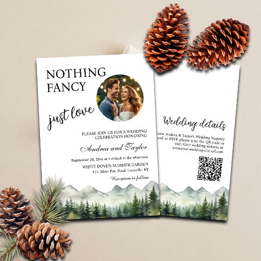 Invitation Rien de fantaisie Juste aimer QR Code Mariage Phot