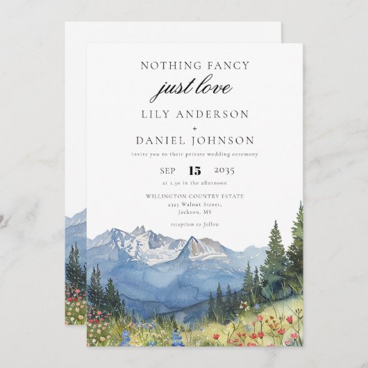 Invitation Rien de fantaisie Juste aimer Rustique Mariage de  (Devant / Derrière)