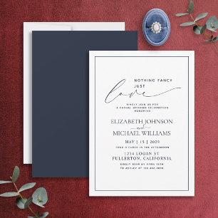 Invitation Rien de fantaisie juste amour bleu marine mariage 