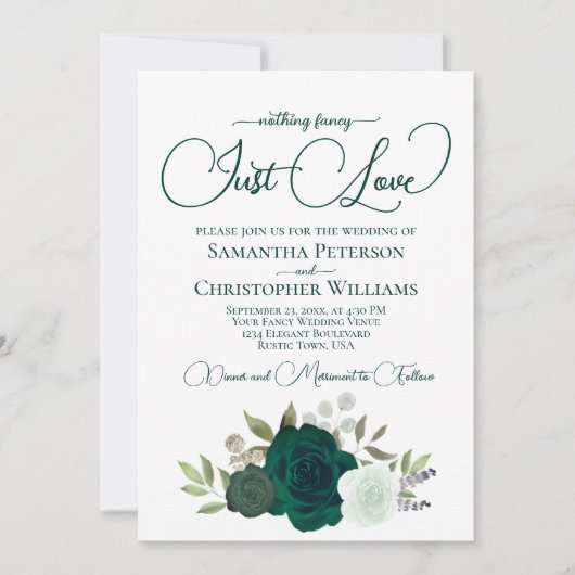 Invitation Rien de fantaisie Juste Amour Emerald Boho Mariage (Devant)