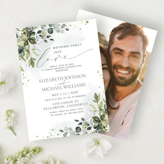Invitation Rien de fantaisie juste amour Eucalyptus Photo Ver