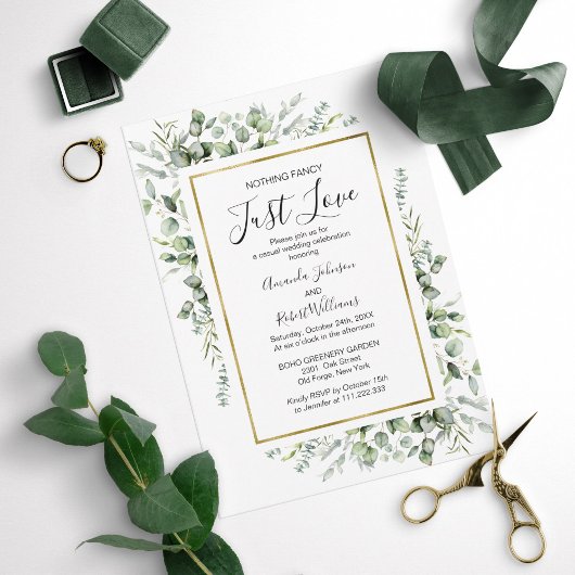 Invitation Rien de fantaisie Juste Amour Gold Greenery Mariag
