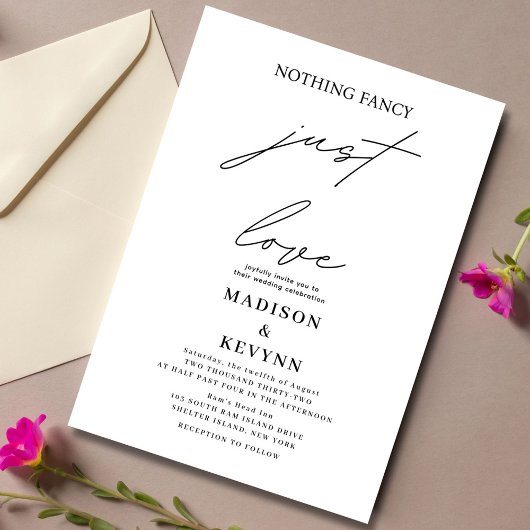 Invitation Rien de fantaisie Juste Amour Mariage