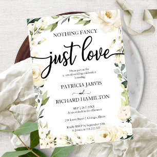 Invitation Rien de fantaisie Juste Amour Mariage Crème blanch