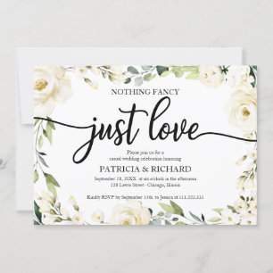 Invitation Rien de fantaisie Juste Amour Mariage Crème blanch