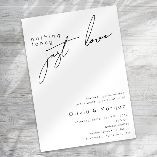Invitation Rien de fantaisie Juste Amour Mariage de script