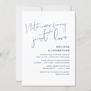 Invitation Rien De fantaisie, Juste Amour, Mariage Elopement