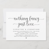 Invitation Rien de Fantaisie Juste Amour, Mariage Fuite Party (Devant)