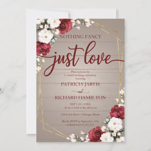 Invitation Rien de fantaisie Juste Amour Mariage géométrique  (Devant)