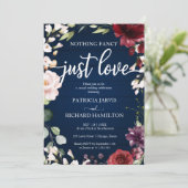 Invitation Rien de fantaisie Juste Amour Mariage Marine Bleu (Debout devant)