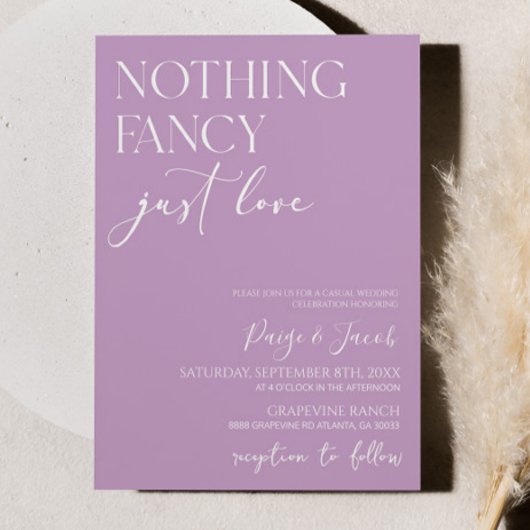 Invitation Rien de fantaisie Juste Amour Minimaliste Mariage