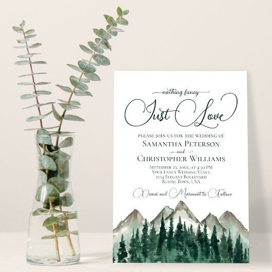 Invitation Rien de fantaisie Juste Amour Montagnes & Mariage