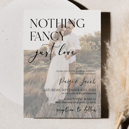 Invitation Rien de fantaisie Juste Amour Photo Mariage Décont