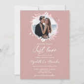 Invitation Rien de fantaisie Juste Amour Photo Mariage rose (Devant)