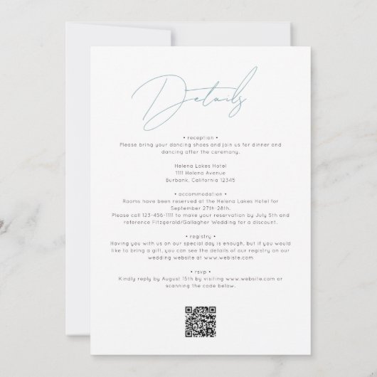 Invitation Rien de fantaisie Juste Amour Script QR Code Maria (Dos)