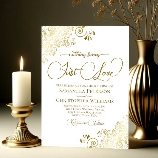 Invitation Rien de fantaisie Juste d'amour Lacy Or et Mariage