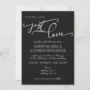 Invitation Rien de fantaisie Juste de l'amour blanc et noir R