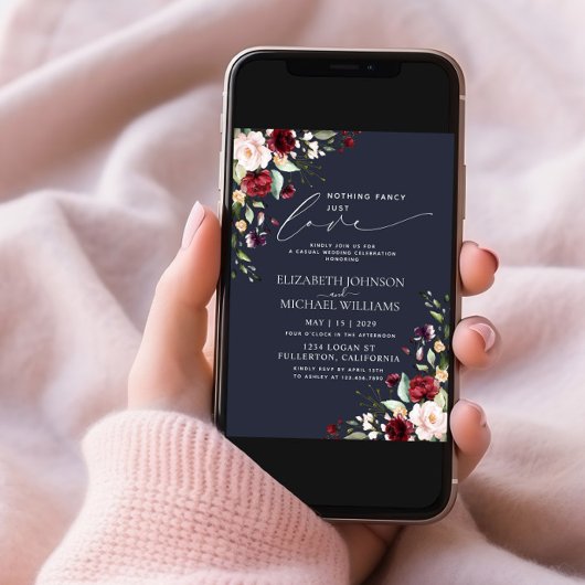 Invitation Rien de fantaisie Juste de l'amour Bourgogne Bleu 