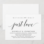 Invitation Rien de Fantaisie, Juste de l'Amour, Mariage Intim (Devant / Derrière)